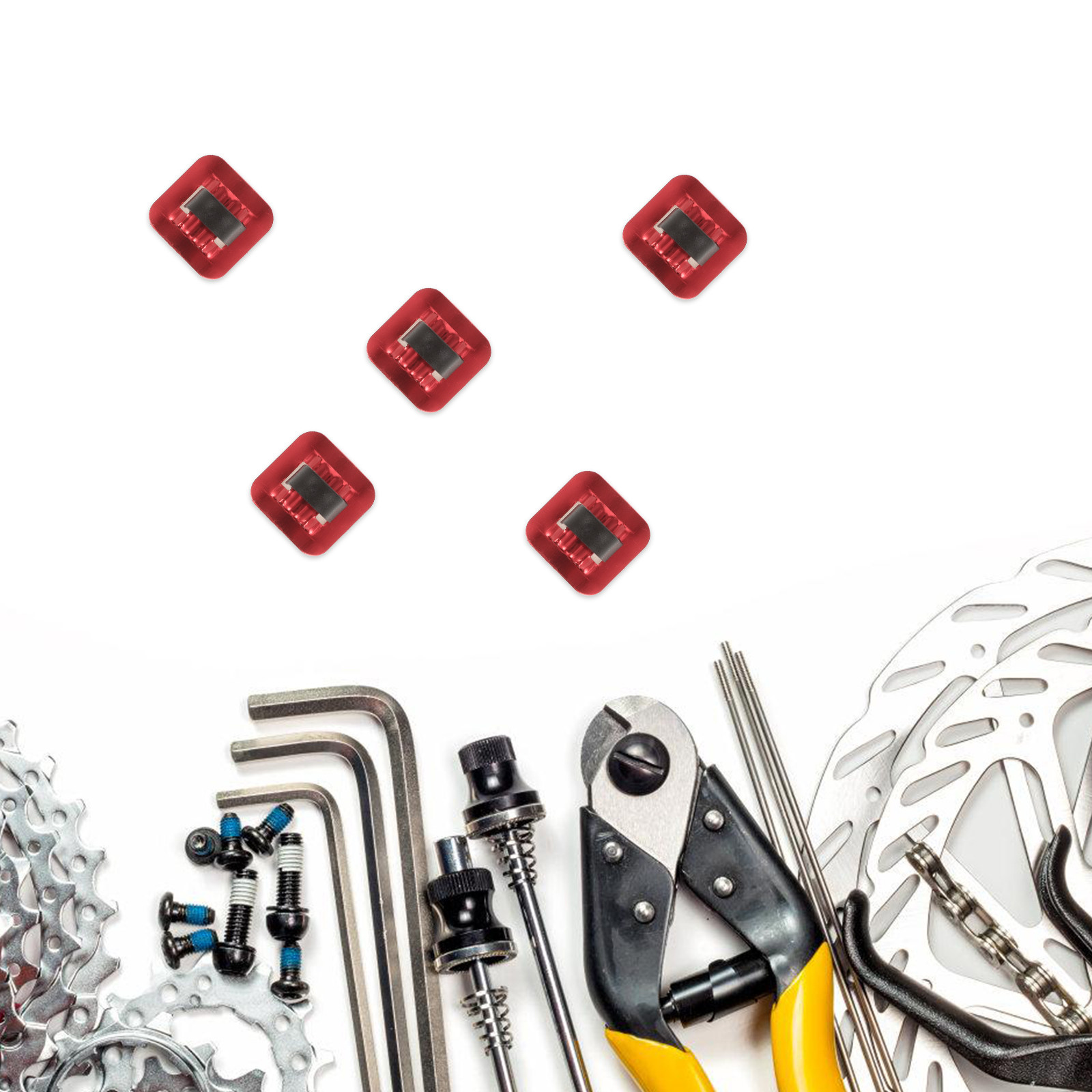 Cycling Gear Organization - 5세트 알루미늄 자전거 케이블 가이드(빨간색 플라스틱