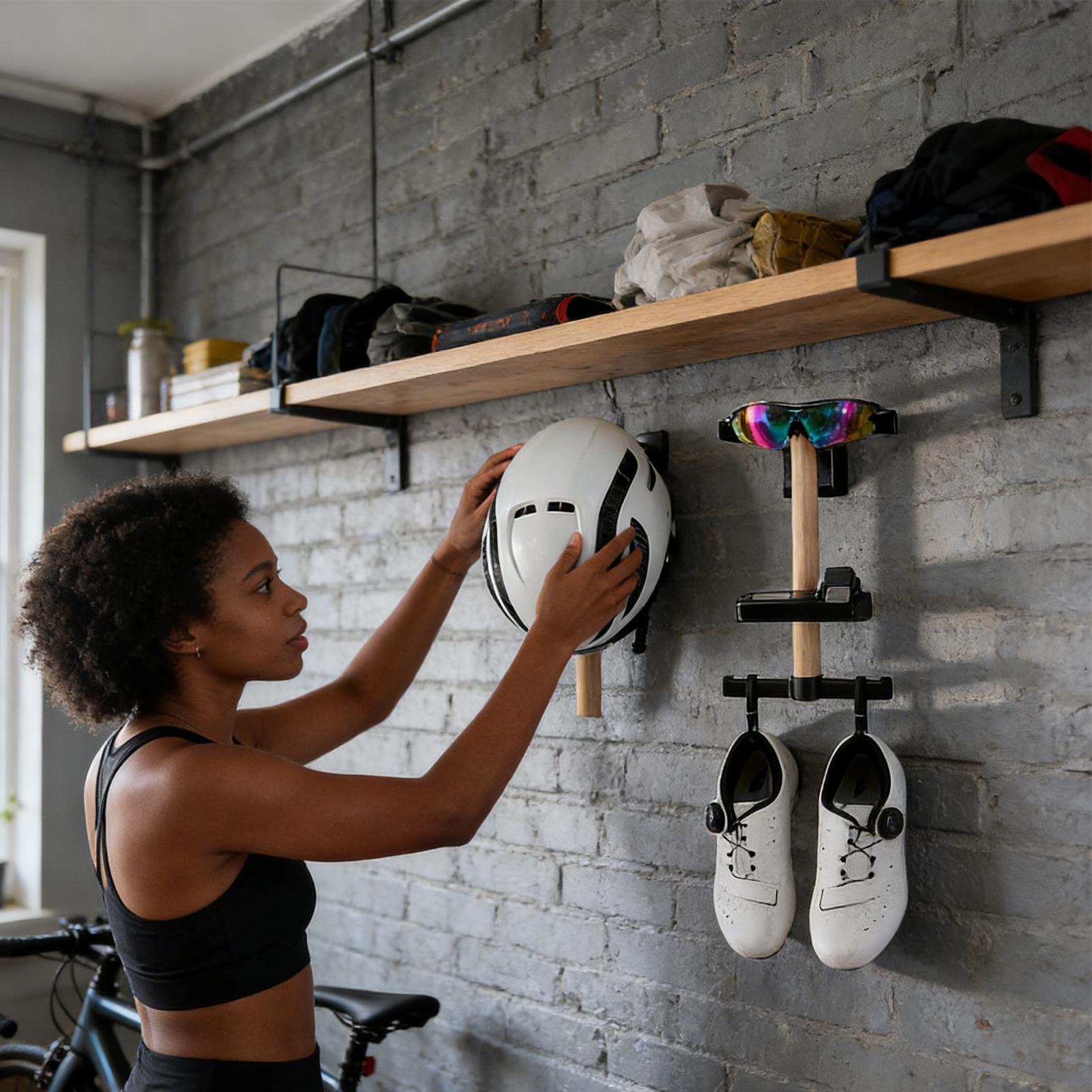 자전거 기어 랙 1세트 벽걸이형 너도밤나무 홀더, 헬멧 - Cycling Gear Rack 리뷰 및 가격